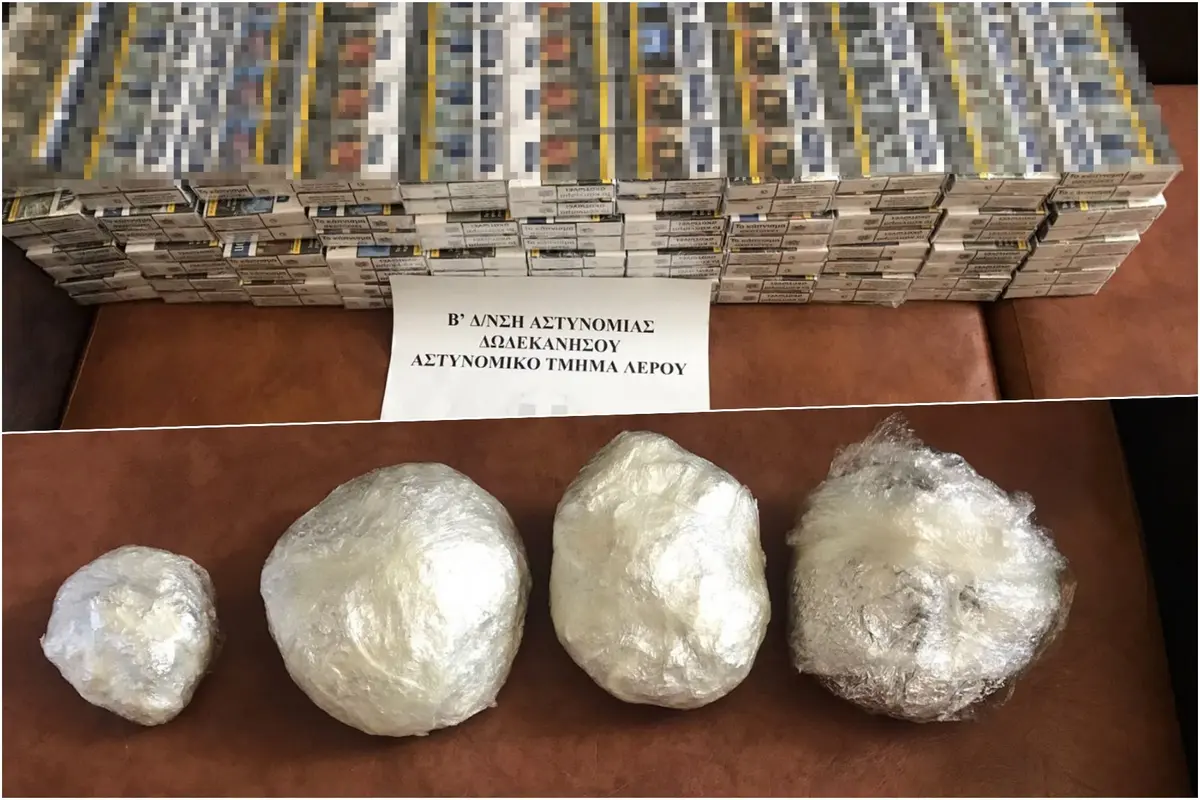 Λέρος: Συνελήφθησαν δύο άτομα για ναρκωτικά και παραβίαση του εθνικού τελωνειακού κώδικα