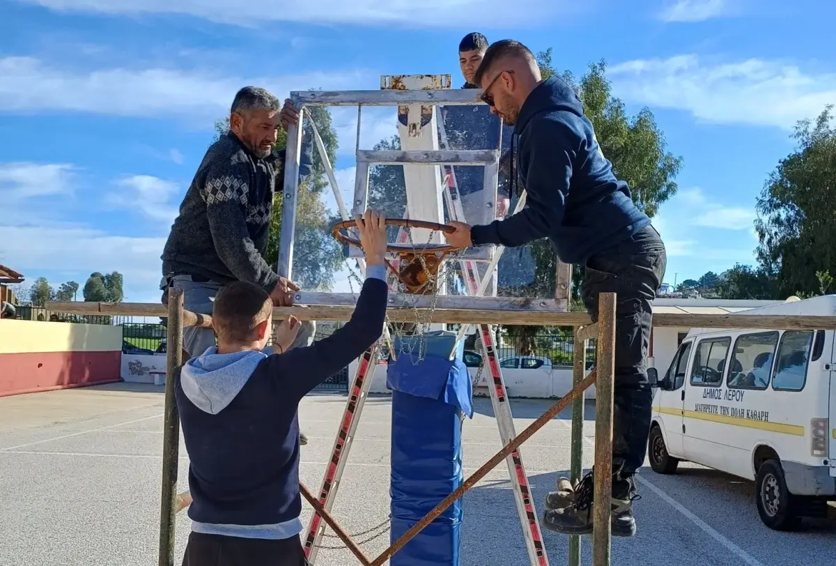 Συντήρηση αθλητικών εγκαταστάσεων στα σχολεία από τον Δήμο Λέρου